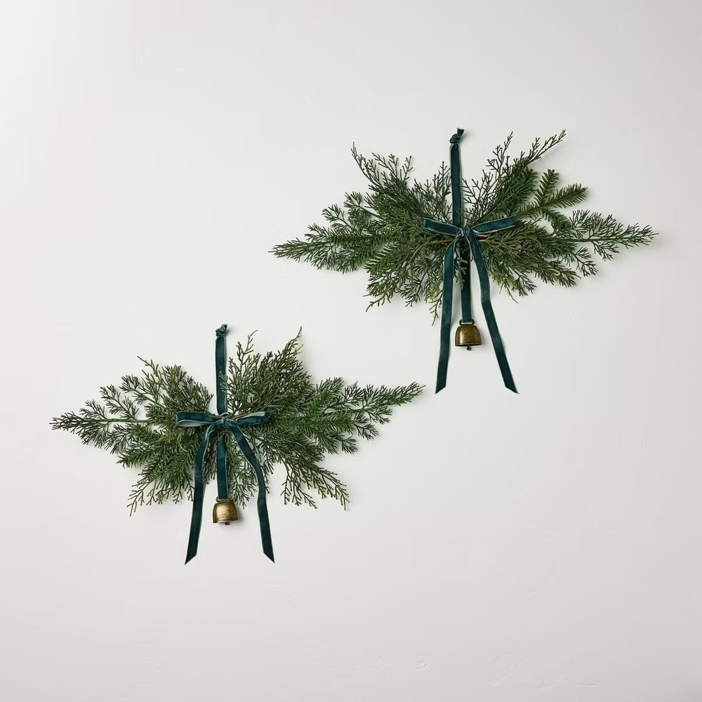 2pk 6" Cedar w/ Green Ribbon Mini Swag - Hearth & Hand Magnolia‎ Christmas 2025